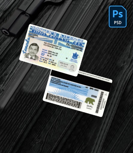 Canada British Columbia driving license new version PSD